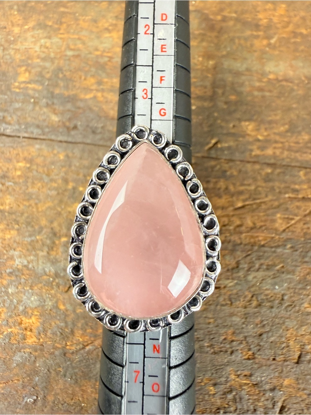 925 Sterling silver Teardrop Rose Quartz Ring
